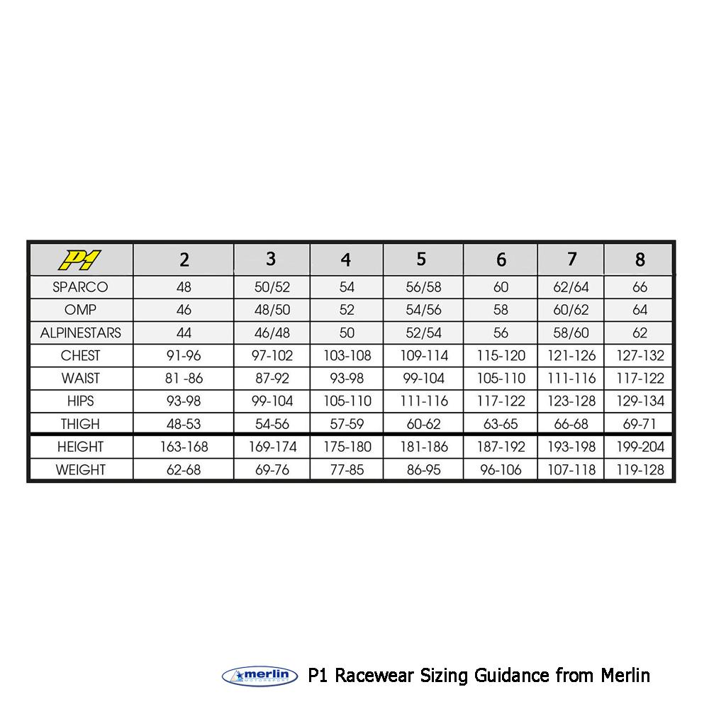 Turbo Suit Size Chart