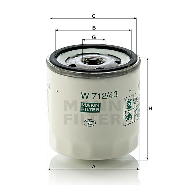 Mann Oil Filter W712/43 (3/4" UNF)