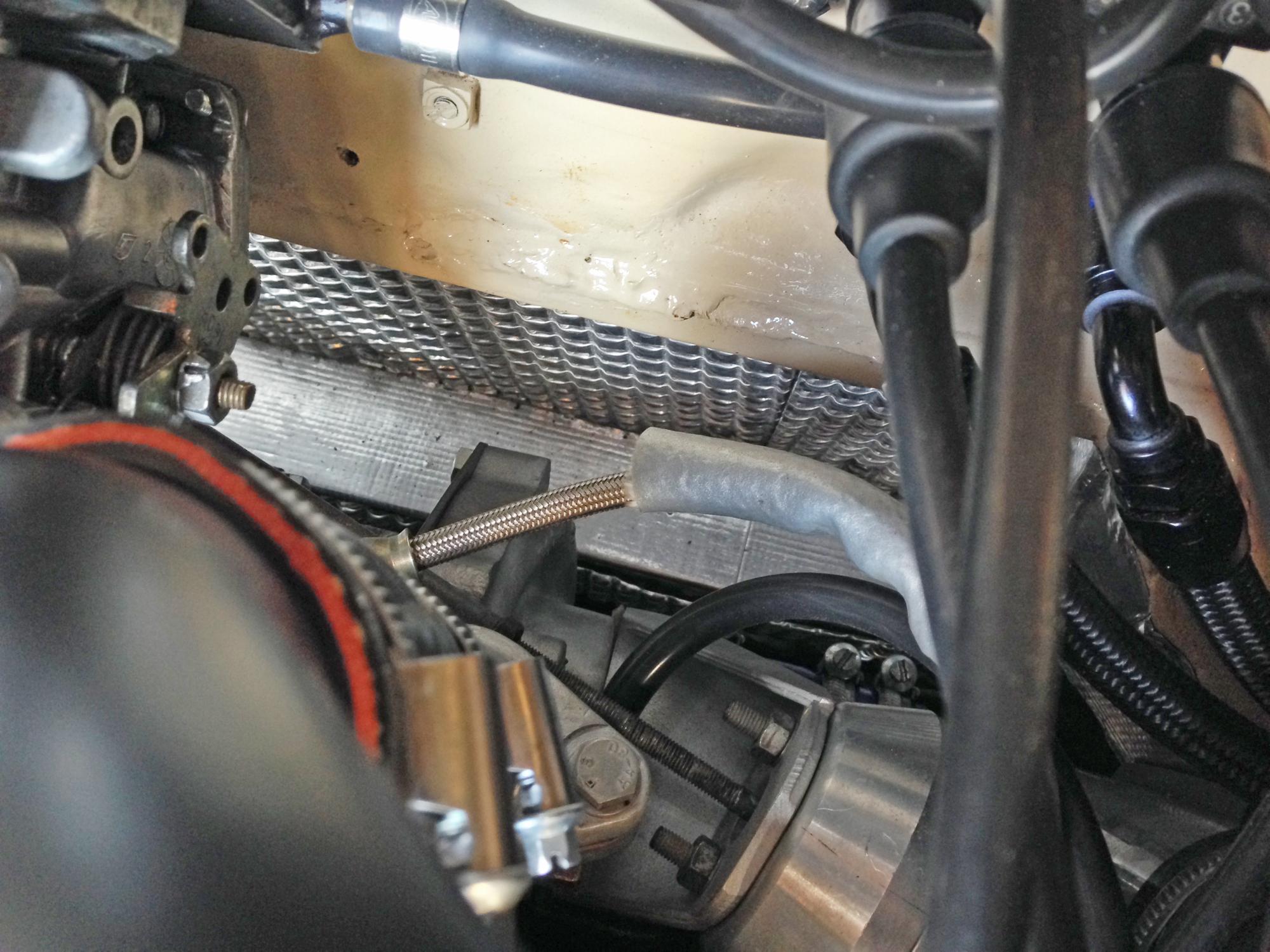 Aerotech and Zircoflex heat shielding fixed to the front bulkhead behind the turbocharger
