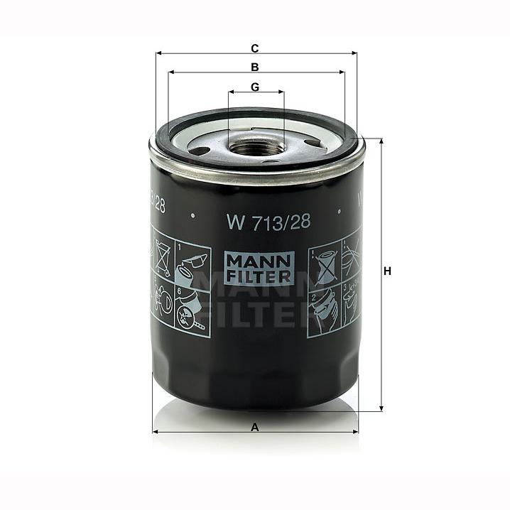 Mann Oil Filter W713/28 (13/16" UNF)