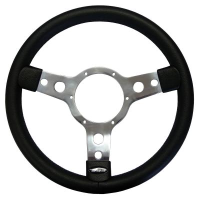 15 Inch Traditional Steering Wheel Polished Spokes Leather Rim