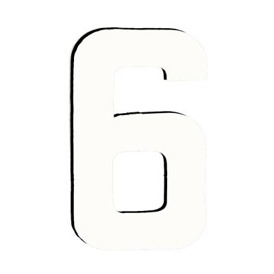 9 Inch Race Number 6 In White